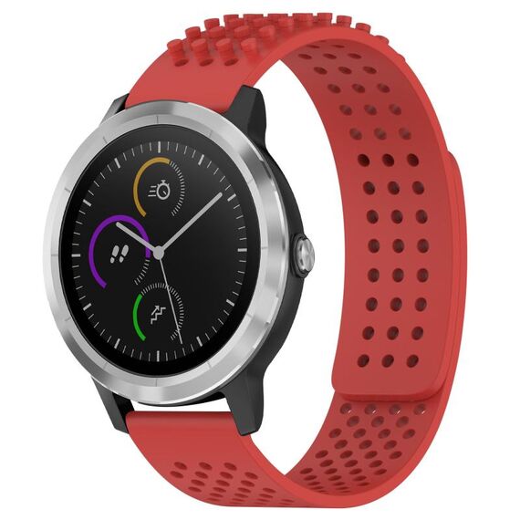 Per cinturino in silicone traspirante con punti 3D Garmin Vivoactive 3, fori da 20 mm (rosso)