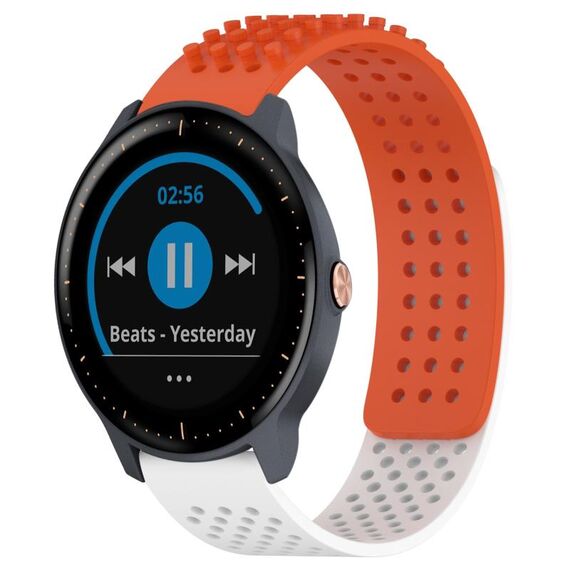 Per cinturino in silicone traspirante con punti 3D Garmin Vivoactive3 Music fori da 20 mm (arancione + bianco)