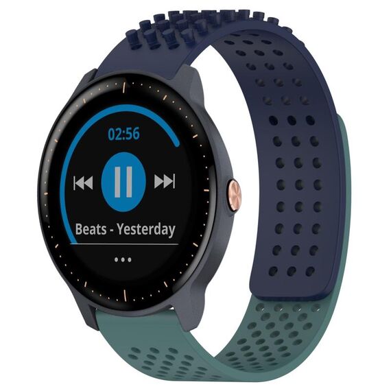 Per cinturino in silicone traspirante con punti 3D Garmin Vivoactive3 Music, fori da 20 mm (blu notte + verde oliva)