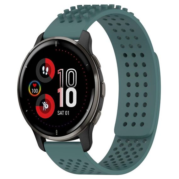 Per cinturino in silicone traspirante con punti 3D Garmin Venu 2 Plus con fori da 20 mm (verde oliva)