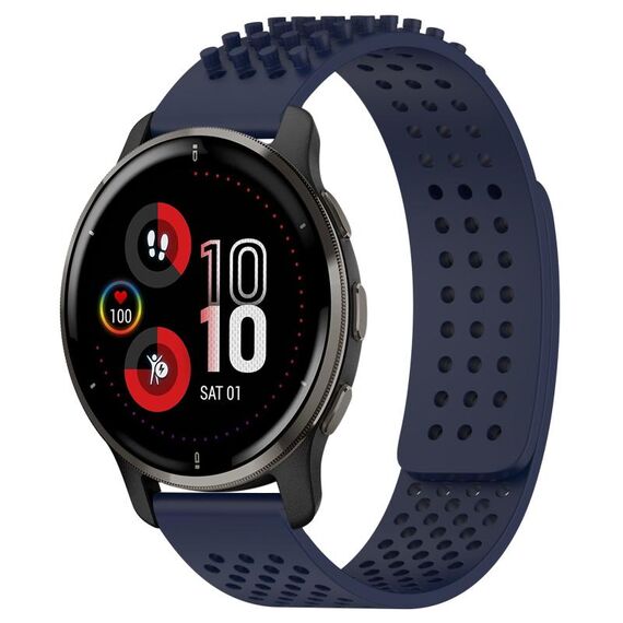 Per cinturino in silicone traspirante con punti 3D Garmin Venu 2 Plus con fori da 20 mm (blu notte)