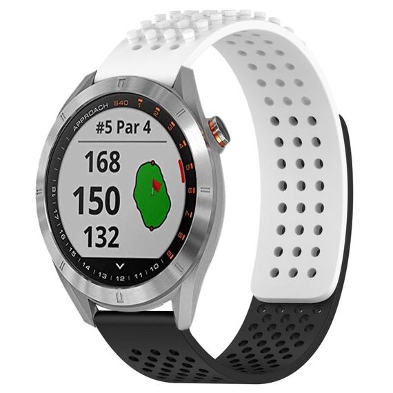Per cinturino in silicone traspirante con punti 3D Garmin Approach S40 da 20 mm (bianco + nero)