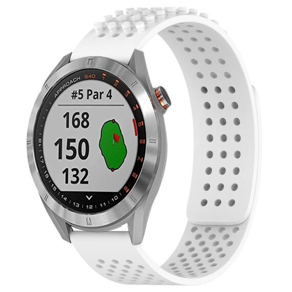 Per Garmin Approach S40 cinturino in silicone traspirante con punti 3D con fori da 20 mm (bianco)