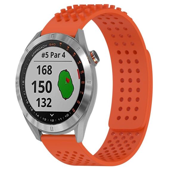 Per Garmin Approach S40 cinturino in silicone traspirante con punti 3D con fori da 20 mm (arancione)