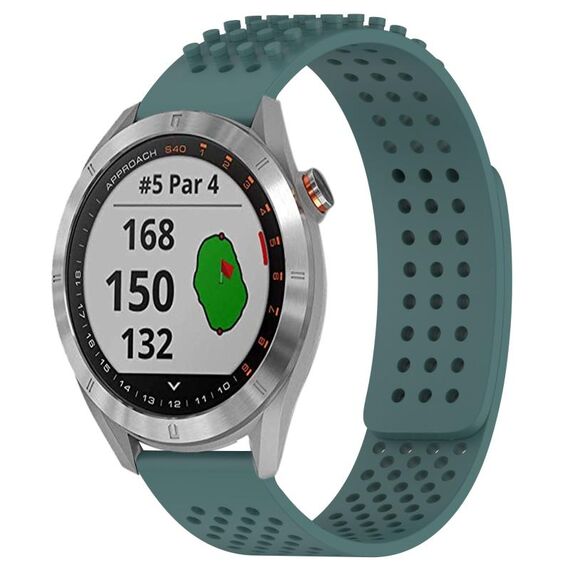 Per Garmin Approach S40 cinturino in silicone traspirante con punti 3D con fori da 20 mm (verde oliva)