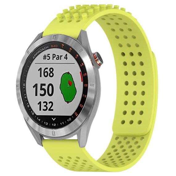 Per Garmin Approach S40 cinturino in silicone traspirante con punti 3D con fori da 20 mm (verde lime)
