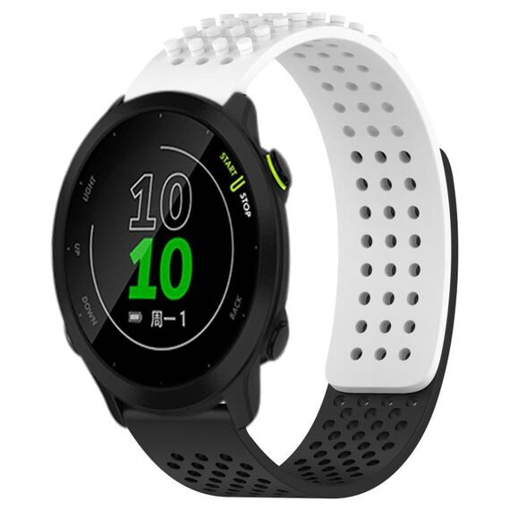 Per cinturino in silicone traspirante con punti 3D Garmin Forerunner 158 fori da 20 mm (bianco + nero)