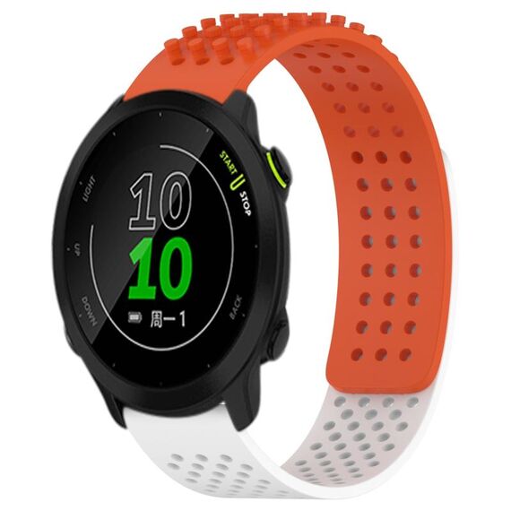 Per cinturino in silicone traspirante con punti 3D Garmin Forerunner 158 fori da 20 mm (arancione + bianco)