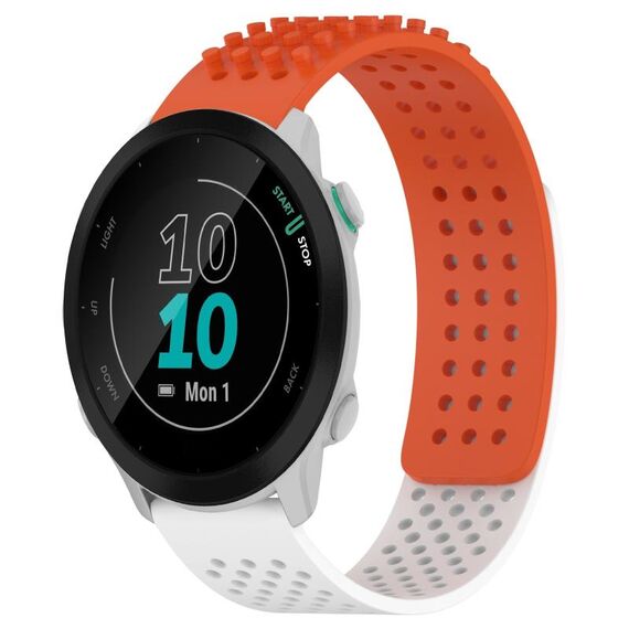 Per cinturino in silicone traspirante con punti 3D Garmin Forerunner 55 fori da 20 mm (arancione + bianco)