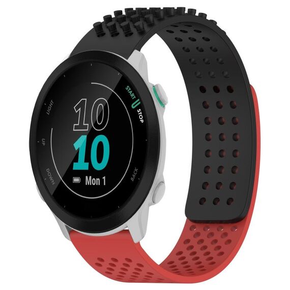 Per cinturino in silicone traspirante con punti 3D Garmin Forerunner 55 fori da 20 mm (nero + rosso)