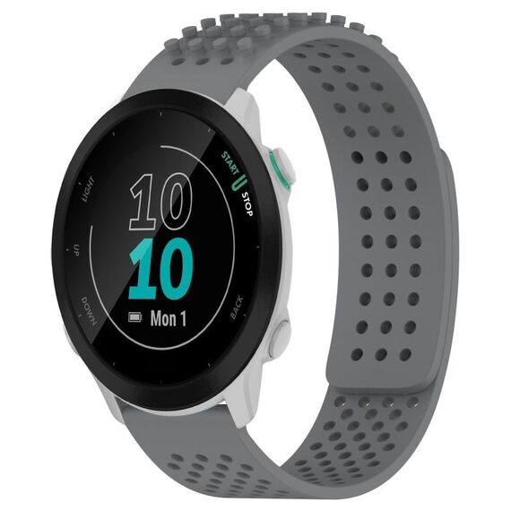 Per cinturino in silicone traspirante con punti 3D Garmin Forerunner 55, fori da 20 mm (grigio)