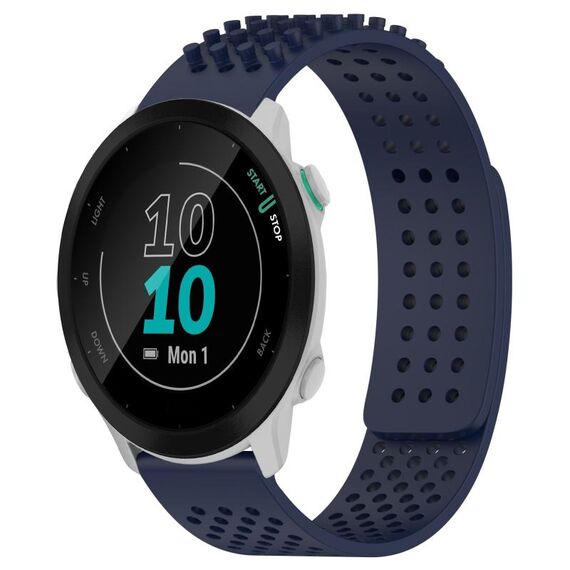Per cinturino in silicone traspirante con punti 3D per Garmin Forerunner 55, fori da 20 mm (blu notte)