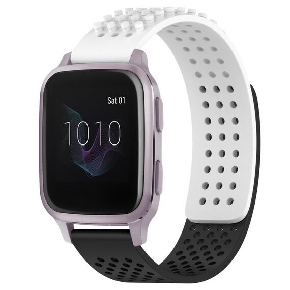 Per cinturino in silicone traspirante con punti 3D Garmin Venu SQ da 20 mm (bianco + nero)