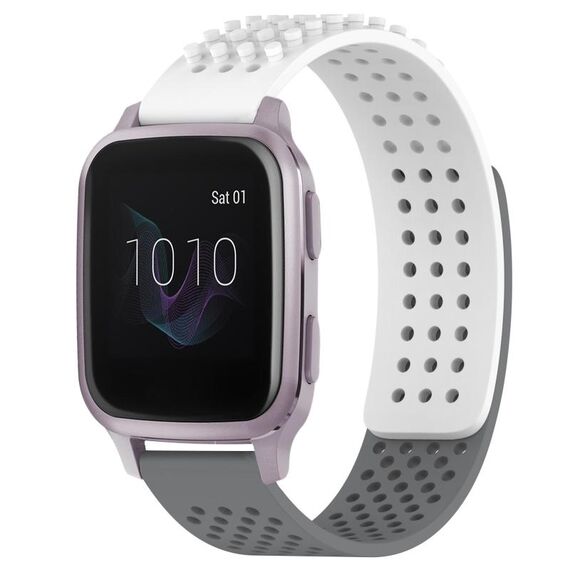Per cinturino in silicone traspirante con punti 3D Garmin Venu SQ da 20 mm (bianco + grigio)