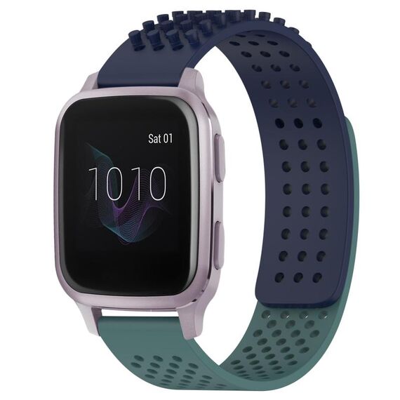 Per cinturino in silicone traspirante con punti 3D Garmin Venu SQ da 20 mm (blu notte + verde oliva)