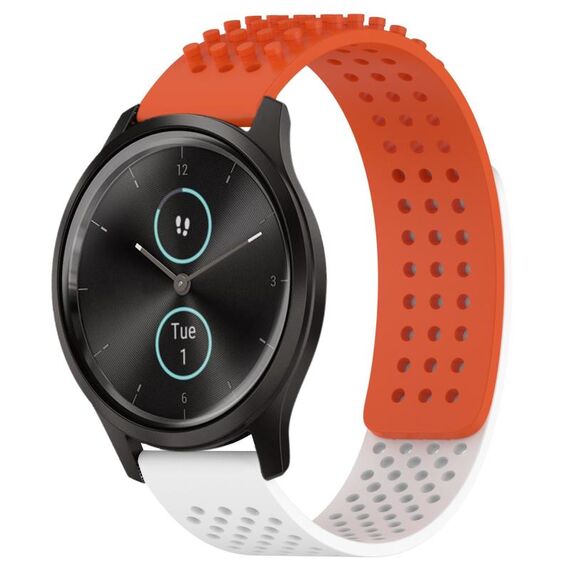 Per cinturino in silicone traspirante con punti 3D Garmin VivoMove Style da 20 mm (arancione + bianco)