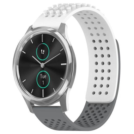Per cinturino in silicone traspirante con punti 3D Garmin VivoMove Luxe da 20 mm (bianco + grigio)