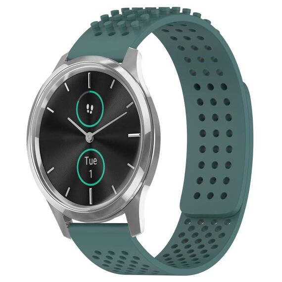 Per cinturino in silicone traspirante con punti 3D Garmin VivoMove Luxe da 20 mm (verde oliva)