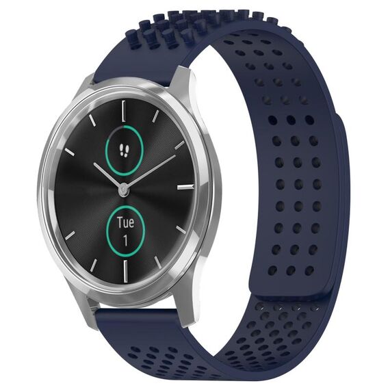 Per cinturino in silicone traspirante con punti 3D Garmin VivoMove Luxe da 20 mm (blu notte)