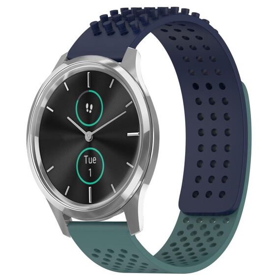 Per cinturino in silicone traspirante con punti 3D Garmin VivoMove Luxe da 20 mm (blu notte + verde oliva)
