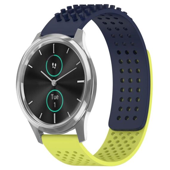 Per cinturino in silicone traspirante con punti 3D Garmin VivoMove Luxe da 20 mm (blu notte + verde lime)