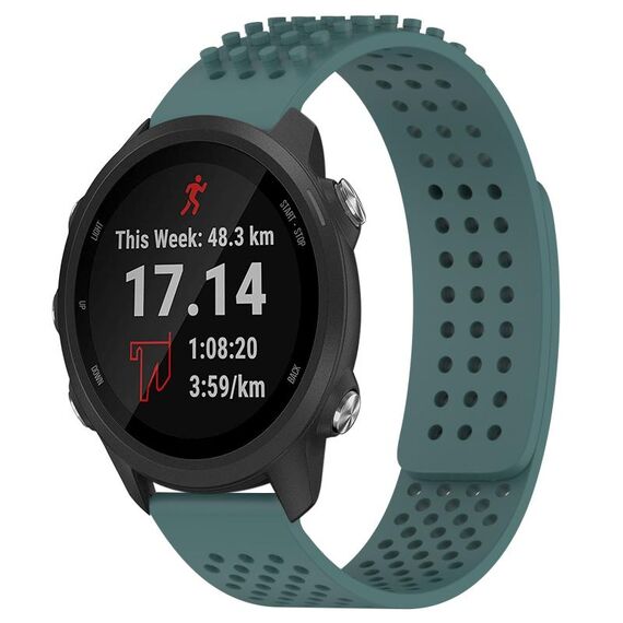 Per cinturino in silicone traspirante con punti 3D per Garmin Forerunner 245, fori da 20 mm (verde oliva)