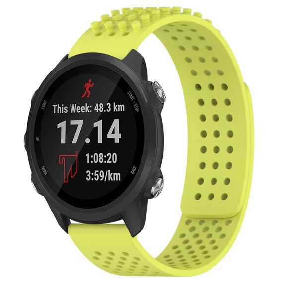 Per cinturino in silicone traspirante con punti 3D per Garmin Forerunner 245, fori da 20 mm (verde lime)