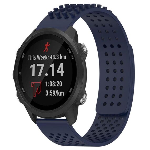 Per cinturino in silicone traspirante con punti 3D Garmin Forerunner 245, fori da 20 mm (blu notte)