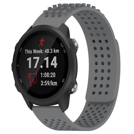 Per Garmin Forerunner 245 Music, cinturino in silicone traspirante con punti 3D, fori da 20 mm (grigio)