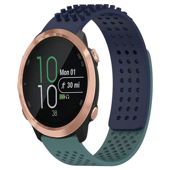 Per Garmin Forerunner 645 cinturino in silicone traspirante con punti 3D con fori da 20 mm (blu notte + verde oliva)