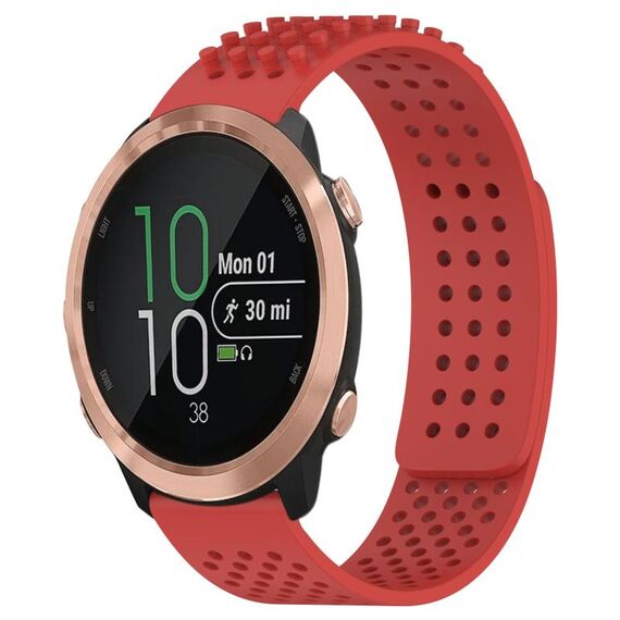 Per cinturino in silicone traspirante con punti 3D per Garmin Forerunner 645 Music, fori da 20 mm (rosso)