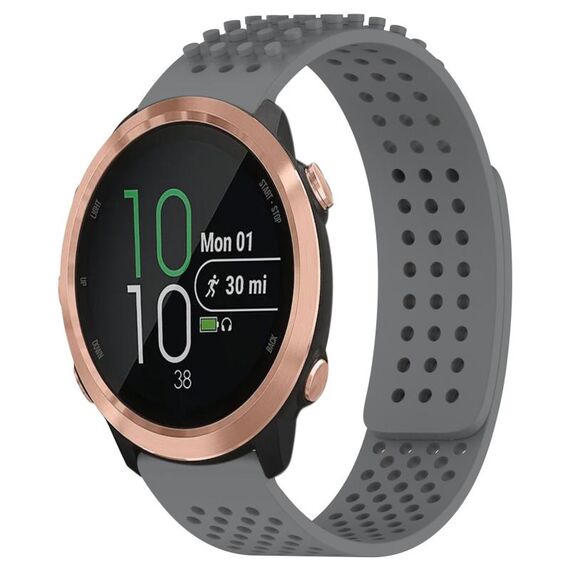 Per Garmin Forerunner 645 Music, cinturino in silicone traspirante con punti 3D, fori da 20 mm (grigio)