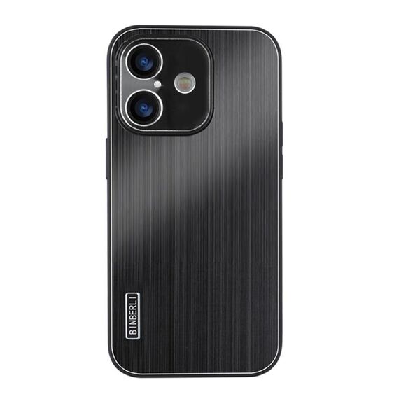 Custodia antiurto in lega di alluminio spazzolato ibrida per iPhone 16 Plus (nero)