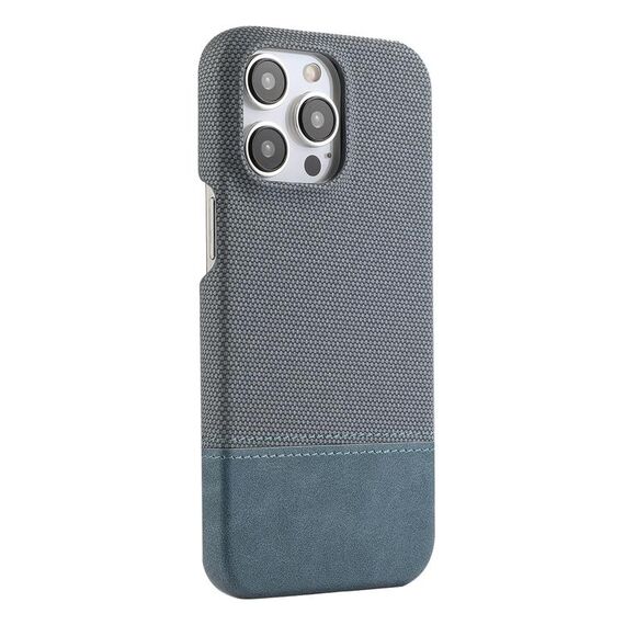Custodia per iPhone 12 Pro Max in PU ibrida con rivestimento in tessuto con cuciture MagSafe e magnete per PC (blu ciano)