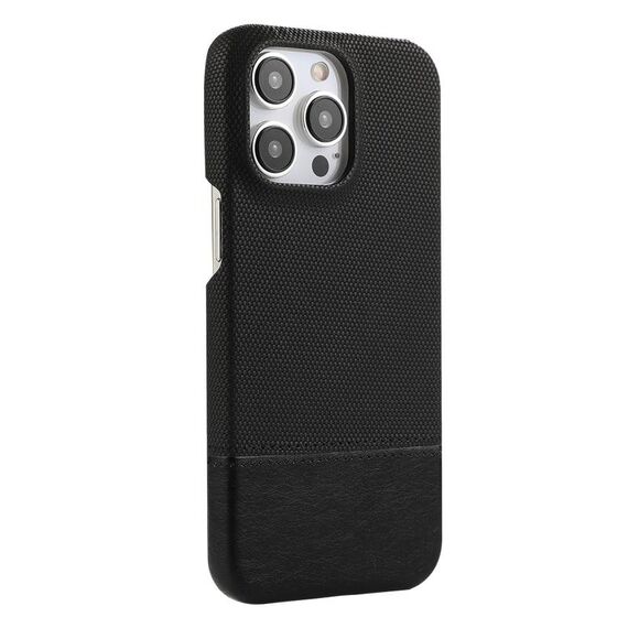 Custodia per iPhone 12 Pro Max in PU ibrida con rivestimento in tessuto con cuciture MagSafe e magnete per PC (nero)
