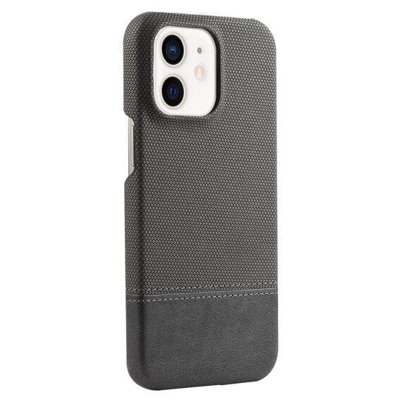 Custodia per iPhone 12/12 Pro in PU ibrida con cuciture in tessuto MagSafe magnetica per PC (grigio)