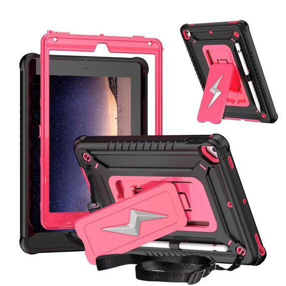 Custodia per tablet ibrida in silicone per iPad 9.7 2018 / Air / Air 2 con supporto a forma di bullone (nero, rosa, rosso)