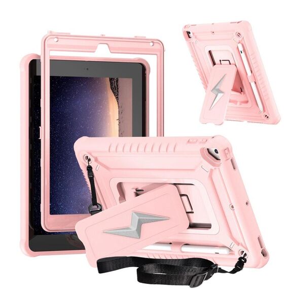 Custodia per tablet ibrida in silicone per iPad 9.7 2018 / Air / Air 2 con supporto a forma di bullone (oro rosa)