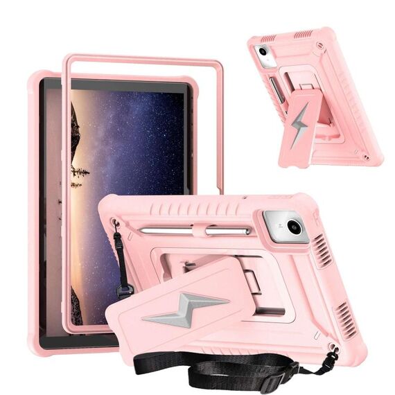 Custodia per tablet ibrida in silicone per Lenovo Tab M11 / Xiaoxin Pad 11 2024 con supporto a forma di bullone (oro rosa)