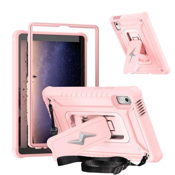 Custodia per tablet ibrida in silicone per Lenovo Tab M9 2023 con supporto a forma di bullone (oro rosa)