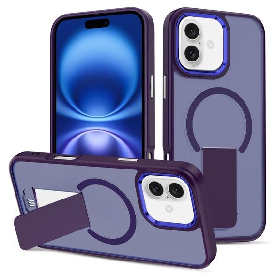 Custodia per iPhone 16 Plus con supporto invisibile e protezione MagSafe (viola)