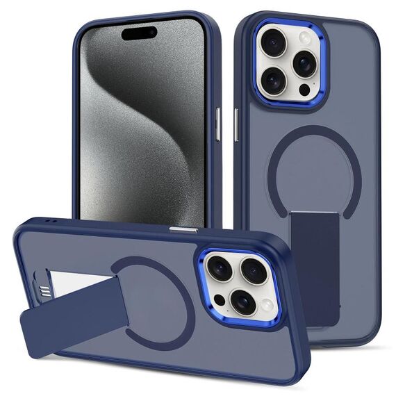 Custodia per iPhone 15 Pro Max con supporto invisibile e MagSafe (blu)