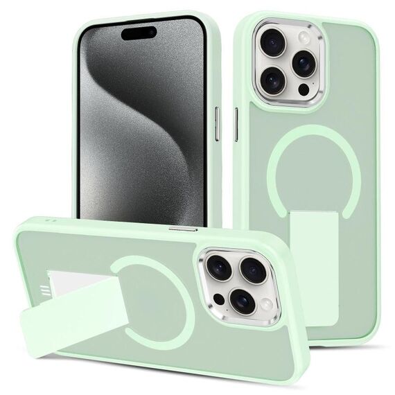 Custodia per iPhone 15 Pro con supporto invisibile e MagSafe (verde)