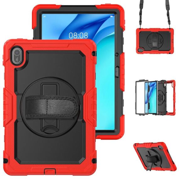 Custodia in silicone ibrida per tablet PC Huawei MatePad SE 11 2024 con tracolla (rosso)