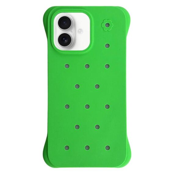 Custodia antiurto per iPhone 16 Plus in PC con fori di colore solido e dissipazione del calore (verde)