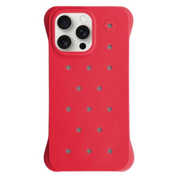 Custodia antiurto per iPhone 15 Pro in PC con fori di dissipazione del calore, tinta unita (rossa)