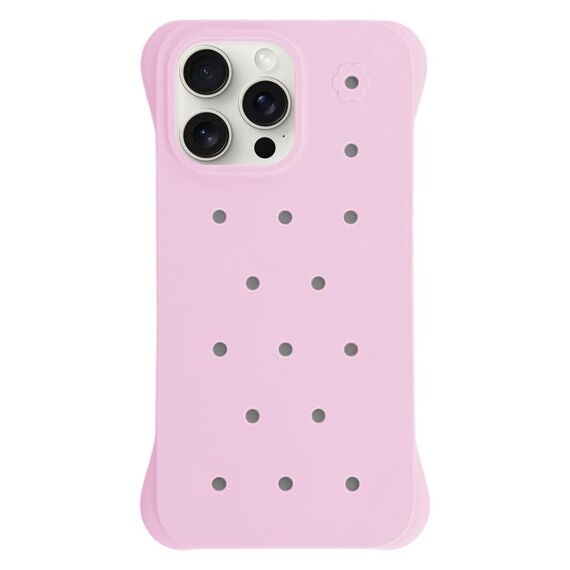 Custodia antiurto per iPhone 15 Pro in PC con fori di dissipazione del calore, tinta unita (rosa)