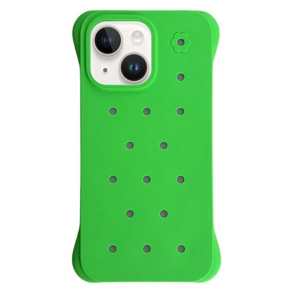 Custodia antiurto per iPhone 14 Plus in PC con fori di dissipazione del calore, tinta unita (verde)