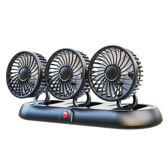 Ventilatore multifunzionale pieghevole regolabile a tre teste per auto con targa (bianco 5V USB)