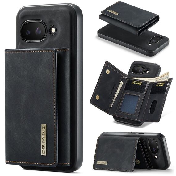 Portafoglio multi-carta DG.MING M1 Series a 3 ante + custodia magnetica per telefono (nero) per Google Pixel 9a